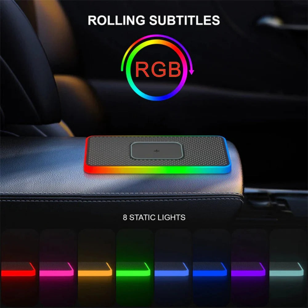 RGB Fast Wireless Charger 15W/10W/7.5W/5W with 1M Cable for Qi-enabled Devices