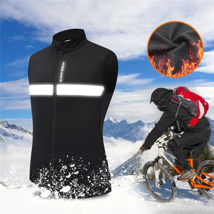 Winter Cycling Vest Fleece Warm Up Windproof Gilet Road MTB Bike Riding Skiing Vest Reflective Biyclcle Cycling Jacket