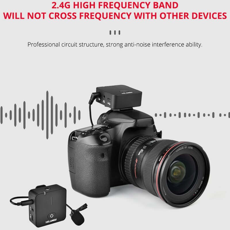 Portable Lavalier Interview Recording Wireless Microphone for Mobilephone PC DSLR Camera