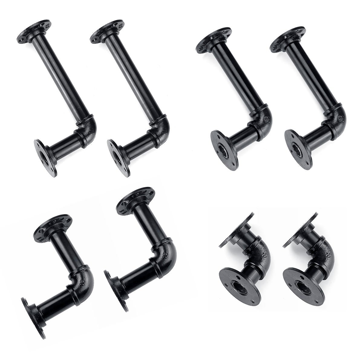 1 Pair of 80/130/170/210mm Steel Pipe Shelf Bracket Holder DIY Pipe Shelf Brackets