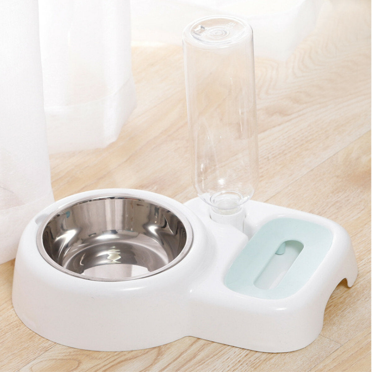 2 In 1 Automatic Pet Bowl 500ml Adjustable Drinking Fountain Dog Cat Food Feeder