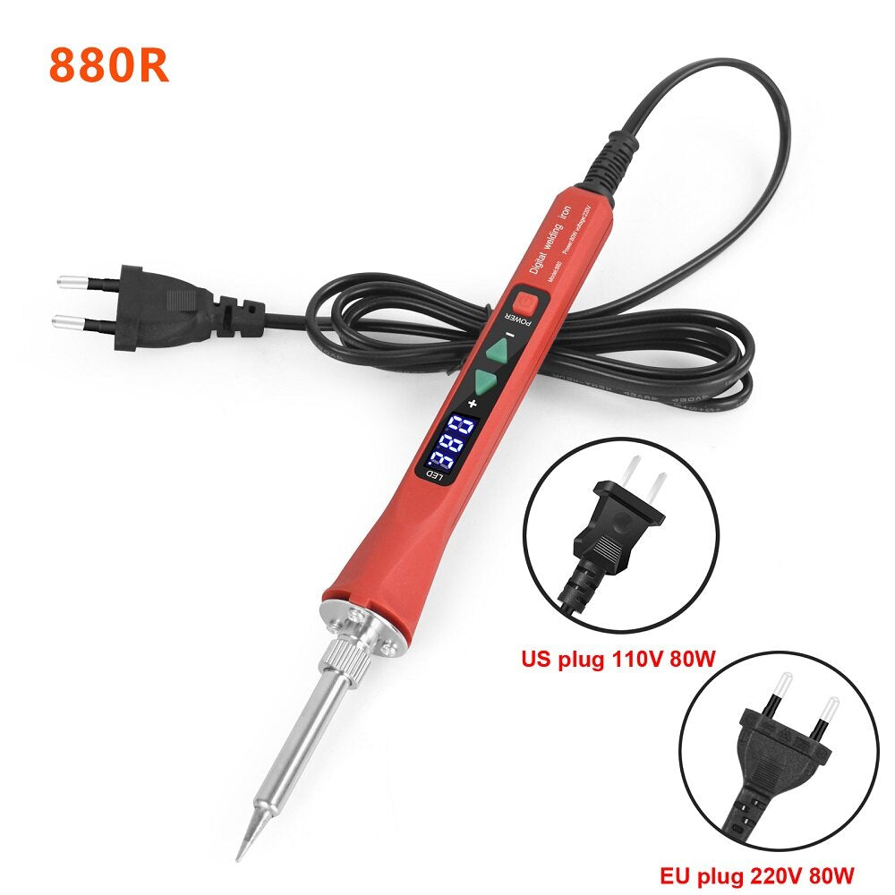 110V/220V 80W LED Digital Electric Soldering Iron with 5PC Welding Tips Soldering Tool Temperature Regulating Welding Iron