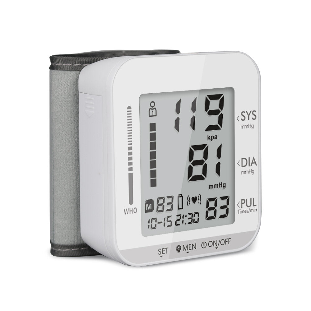 Wrist Blood Pressure Monitor Digital Wrist Pulse Heart Beat Rate Meter Device Portable Tonometer BP Sphygmomanometer Home Health Care