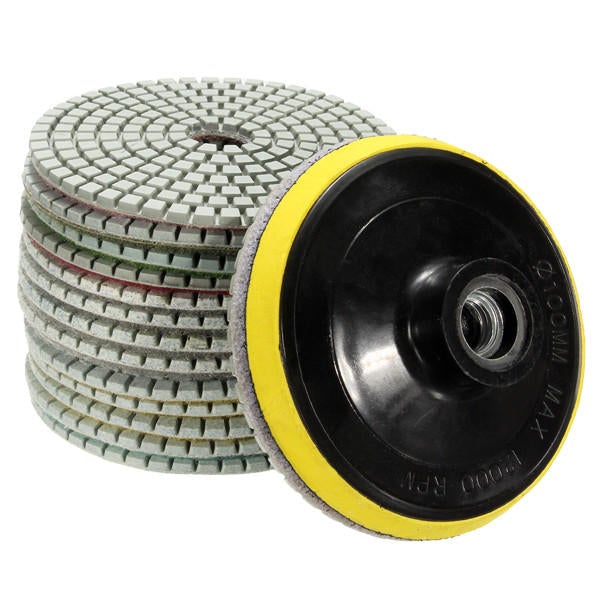 15pcs 4 Inch Polishing Pads Set 50-6000 Grit Wet Dry Diamond Polishing Pads with Self-Adhesive Disc