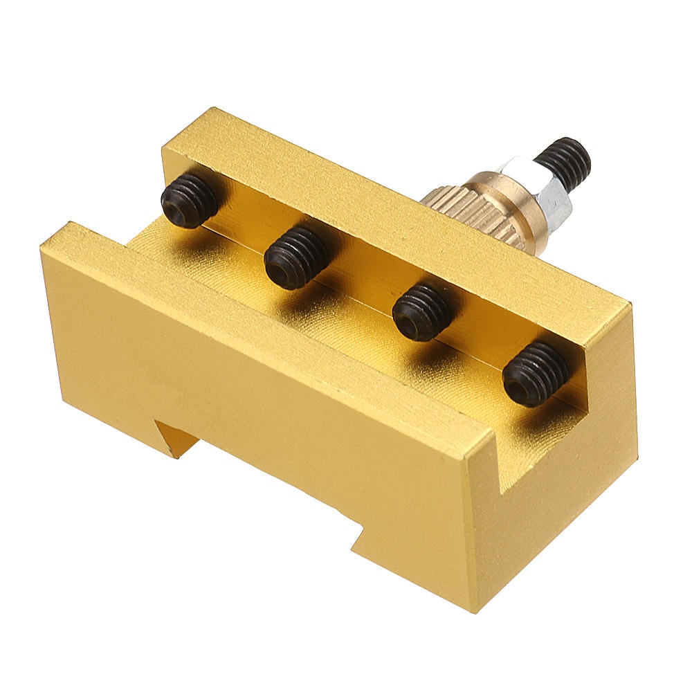 1/4-3/8 Inch 20x25x50mm Aluminum Turning and Facing Holder for Quick Change Tool Post Holder Gold