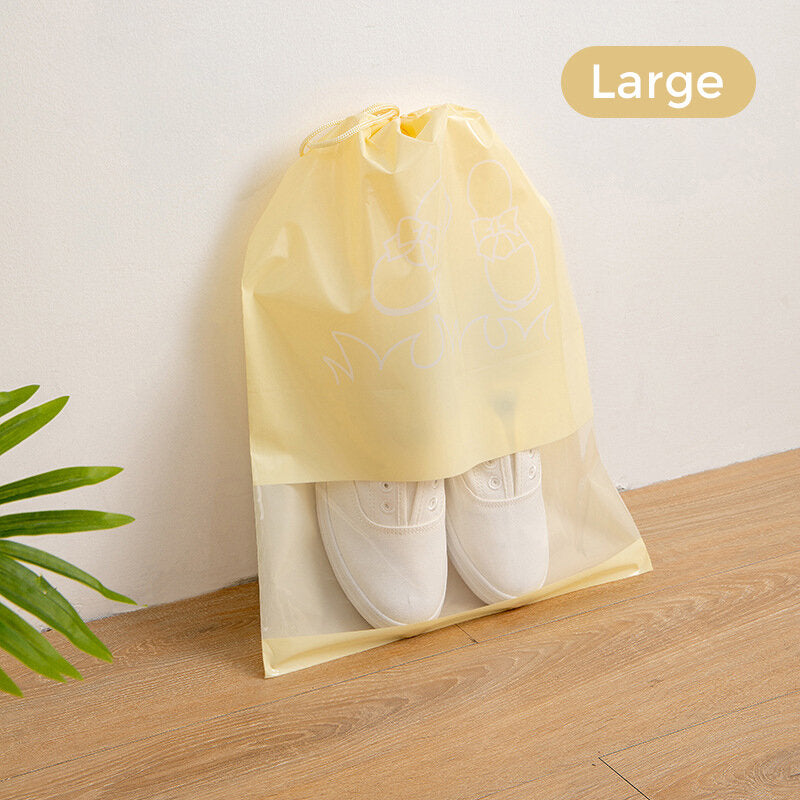 5PCS/lot Shoe Storage Bag Non-woven Waterproof Travel Portable Bag Dust-proof Drawstring Bags Transparent Closet Organizer