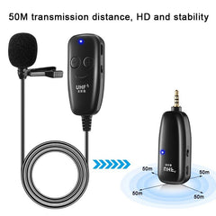 UHF Wireless Lavalier Microphone with Lapel Mic Transmitter & Receiver for Computer Speaker Phone DSLR Camera