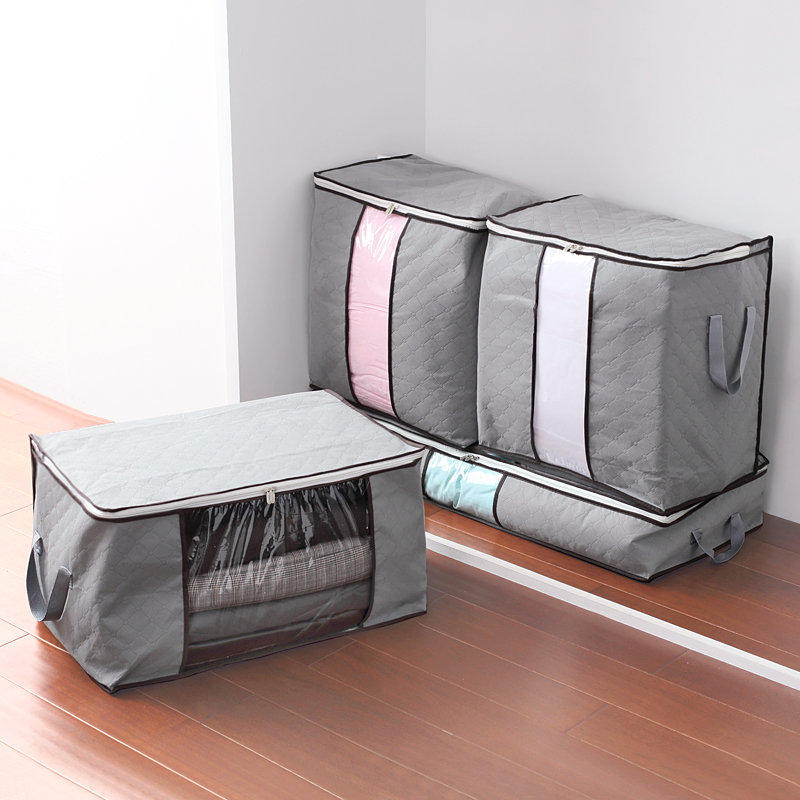 High Capacity Clothes Quilts Storage Bags Folding Organizer Bags Bamboo Portable Storage Container