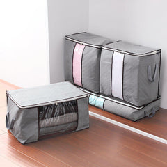 High Capacity Clothes Quilts Storage Bags Folding Organizer Bags Bamboo Portable Storage Container