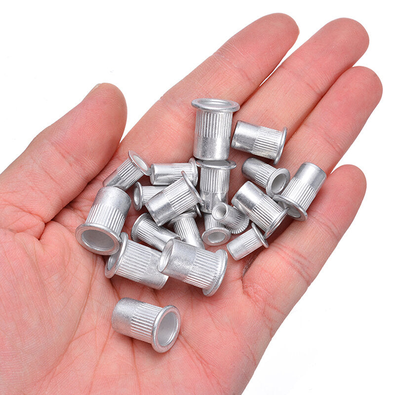 100pcs Steel Aluminum Rivet Nuts Kit Threaded Rivet Nut Inserts Rivnut Nutsert M4 M5 M6 M8 Mixed Kit Set Repairing Tools