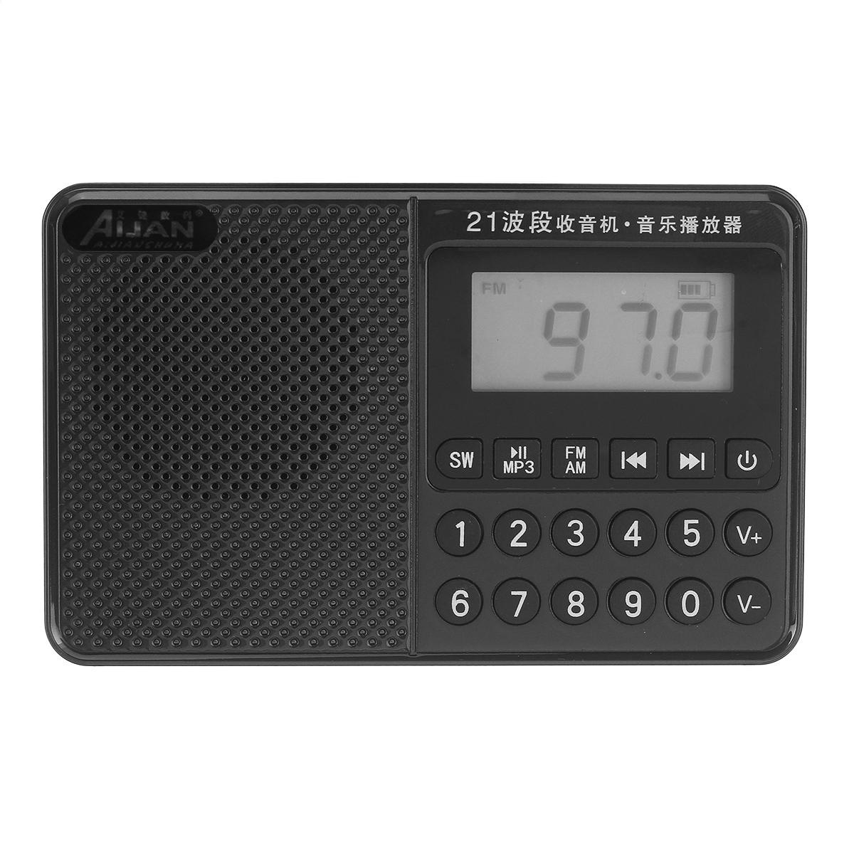 Portable FM AM SW Full Band Dual Antenna Radio U Disk TF Card MP3 Music Player