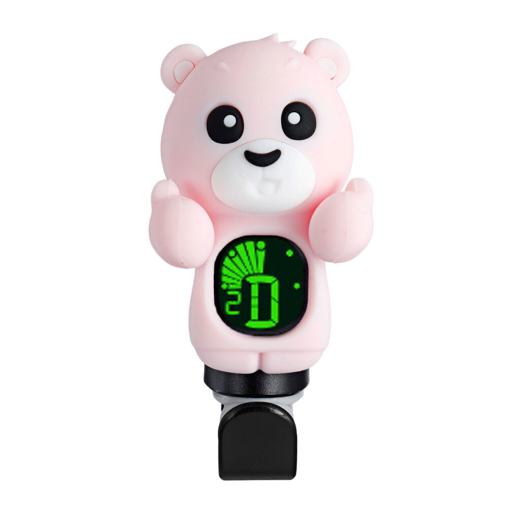 Acoustic Guitar Tuner Cute Cartoon Bear Clip-on Tuner Lcd Display for Guitar B Ukulele Violin Easy to Use