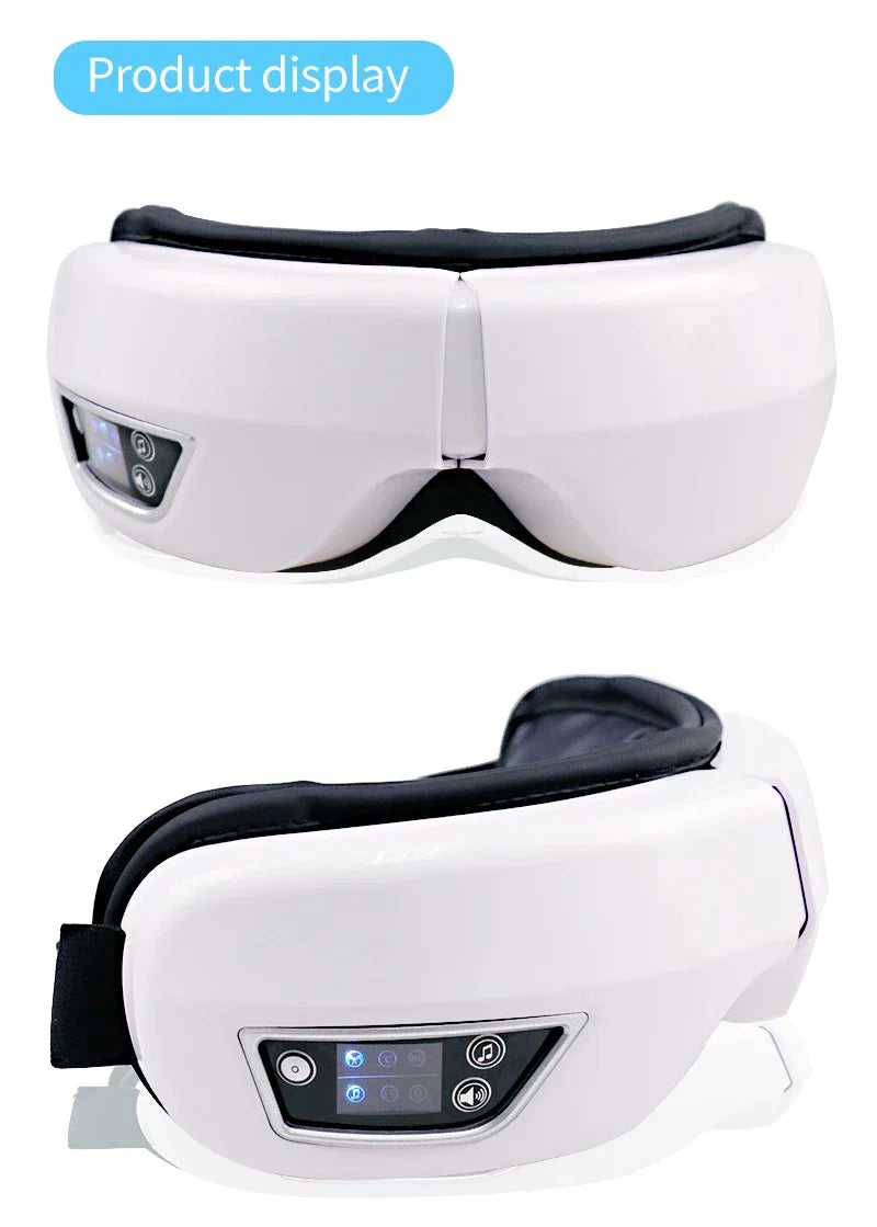 Foldable Eye Massager with Heat, Vibration, Airbag Pressure, Bluetooth Music - Relieves Fatigue