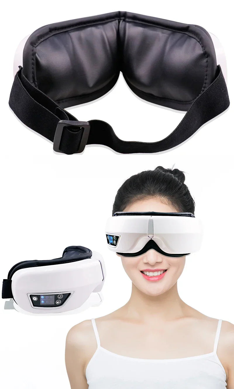 Foldable Eye Massager with Heat, Vibration, Airbag Pressure, Bluetooth Music - Relieves Fatigue