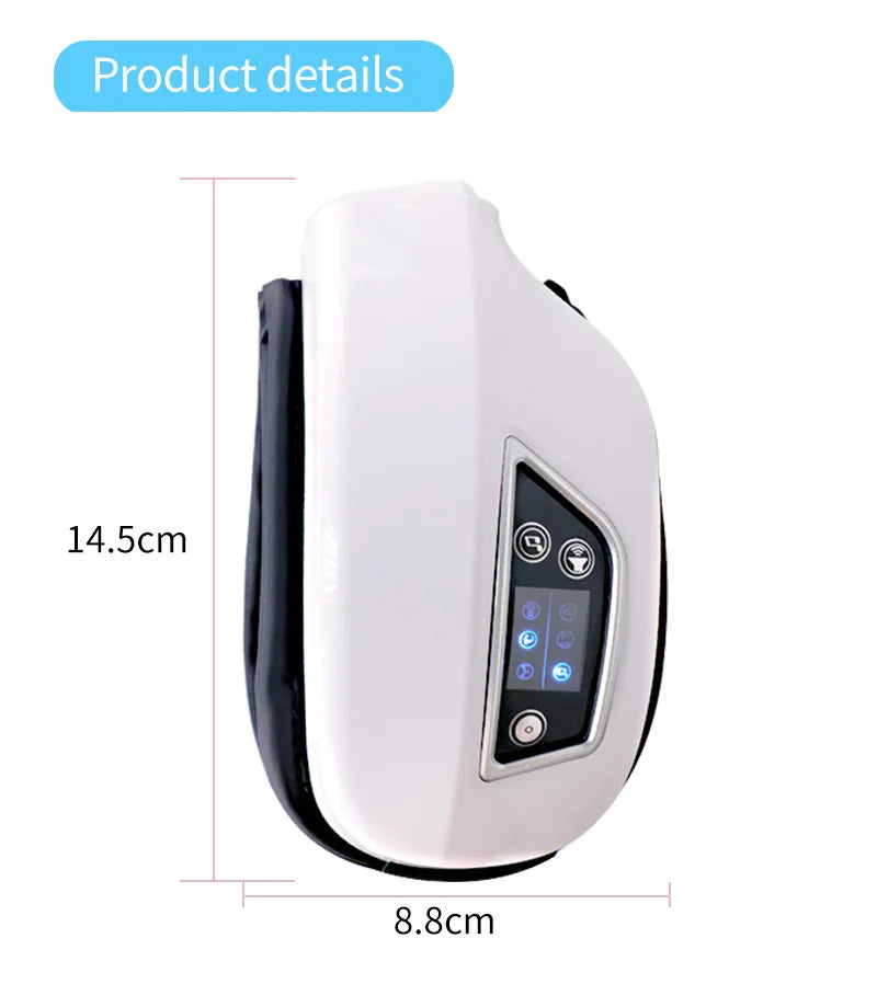 Foldable Eye Massager with Heat, Vibration, Airbag Pressure, Bluetooth Music - Relieves Fatigue