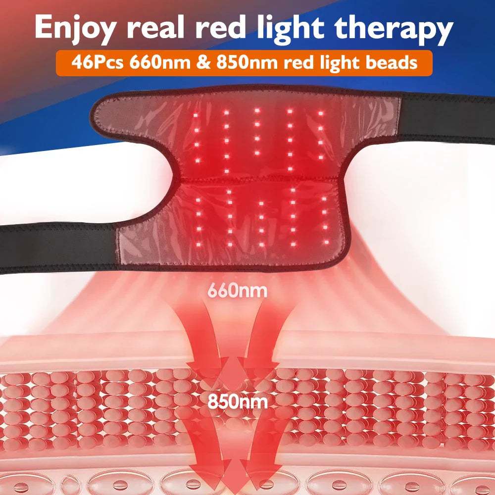 Infrared Light Therapy Knee Brace, 660nm & 850nm, Shoulder Massager, Heating Wrap for Muscle Relaxation