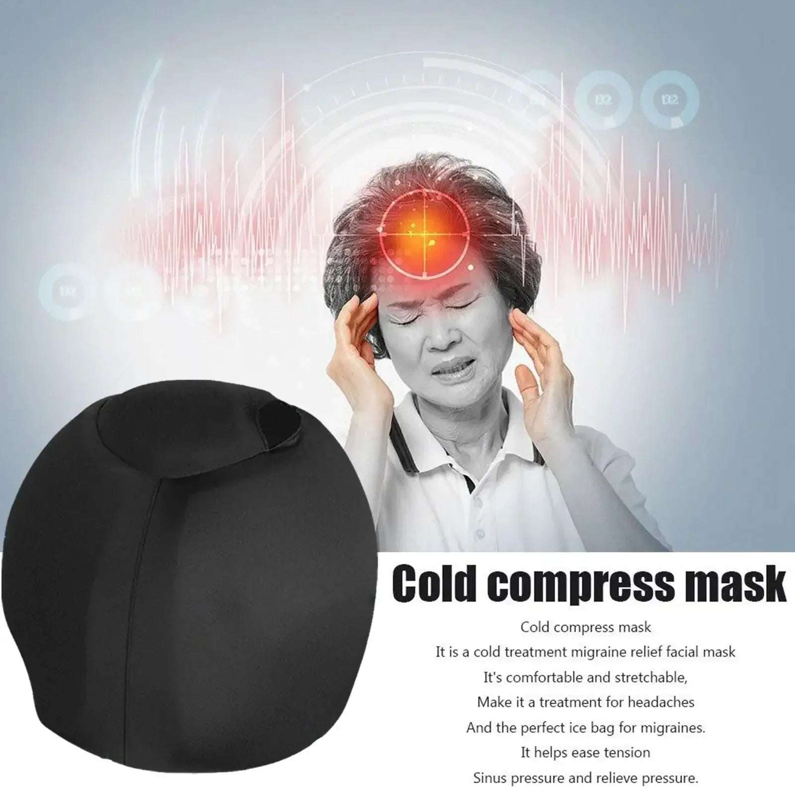 Migraine Relief Hat - Gel Ice Cap for Headache, Hot & Cold Therapy, Pain Relief, Includes Eye Mask