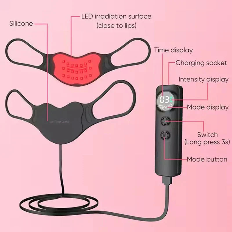 Photon Infrared Red Light Therapy Lip Mask, 4 Modes, LED Skincare Device to Reduce Lip Lines and Brighten Lips