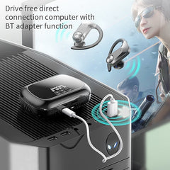 2 in 1 Sports TWS Bluetooth Earphone with MP3 Player HiFi Stereo Music Wireless Headphone Ear Hook Earbuds with Microphone
