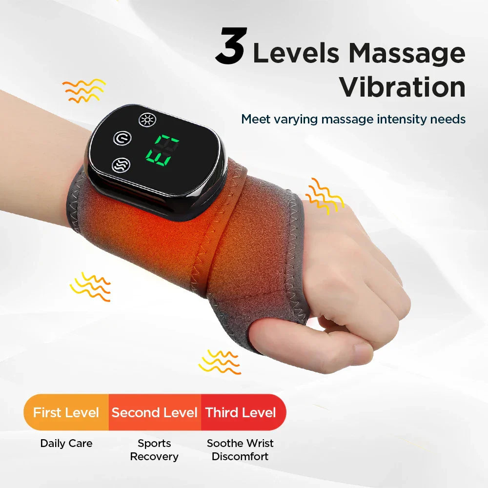 Rechargeable Electric Heating Wrist Guard with 5-Level Hot Compress, Massage Brace for Ankle, Hand, and Foot