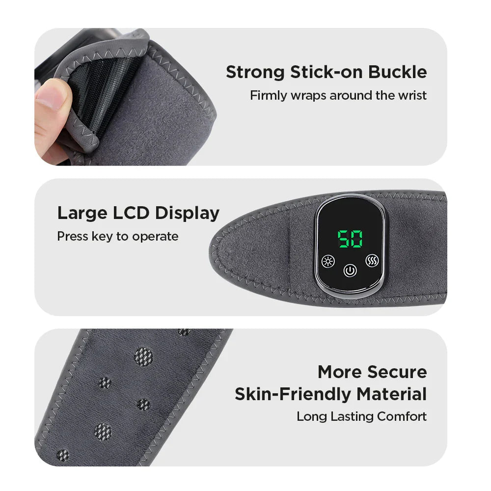 Rechargeable Electric Heating Wrist Guard with 5-Level Hot Compress, Massage Brace for Ankle, Hand, and Foot