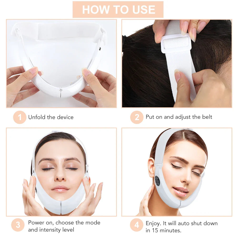 Rechargeable V Face Massager, Portable Facial Device with LED Display, 5 Modes