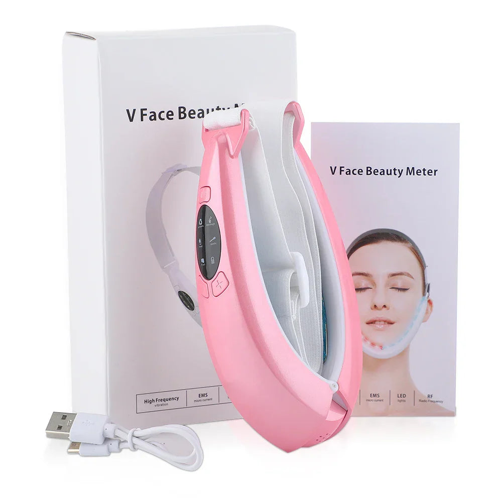 Rechargeable V Face Massager, Portable Facial Device with LED Display, 5 Modes