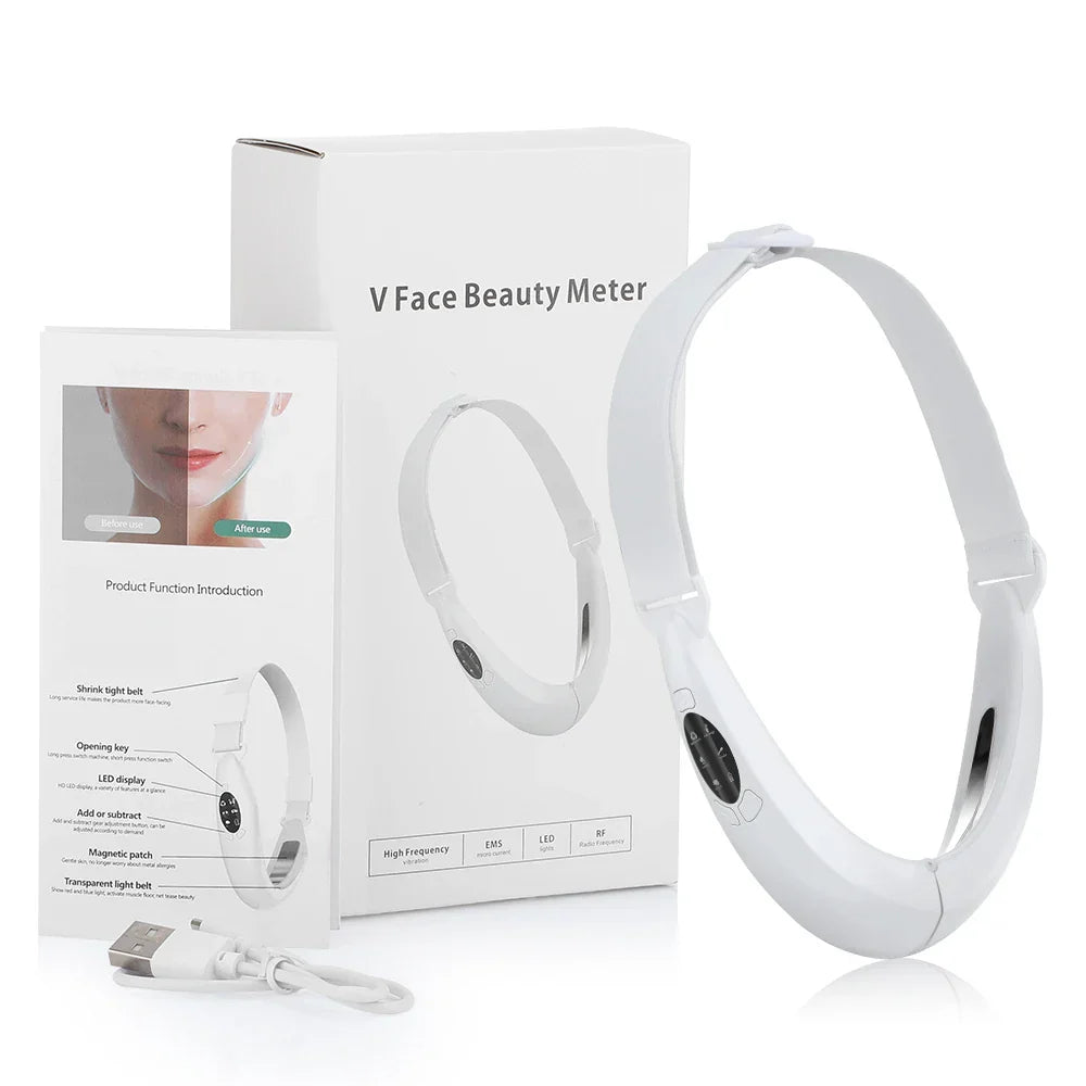 Rechargeable V Face Massager, Portable Facial Device with LED Display, 5 Modes