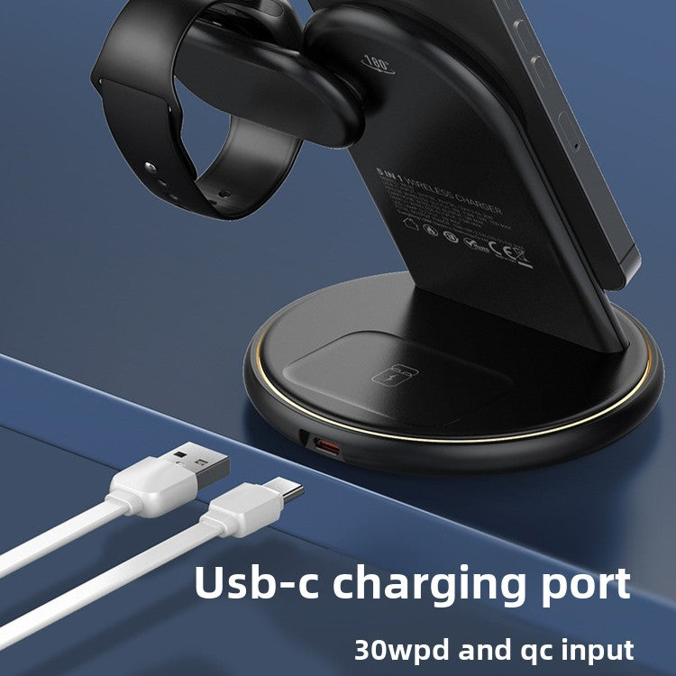 15W Magnetic Wireless Charger Stand: Fast Charging for iPhone 15/14/13, Samsung S24, AirPods, Apple Watch, Night Light