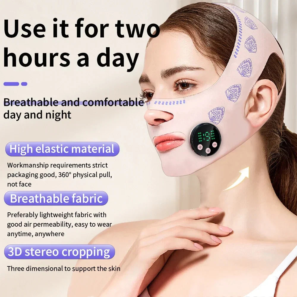 USB Rechargeable EMS Facial Slimming Strap, Face Lift, Cheek Lifter, Reduce Double Chin, Head Massage