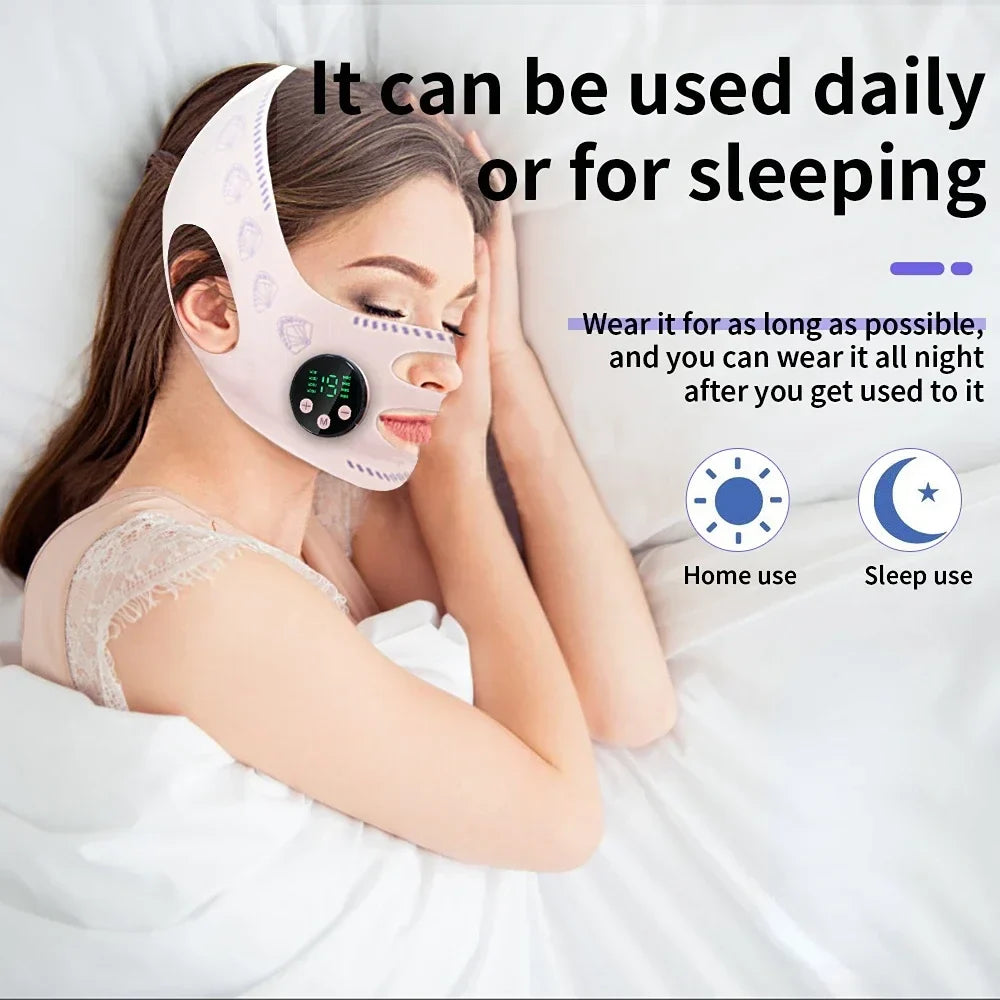 USB Rechargeable EMS Facial Slimming Strap, Face Lift, Cheek Lifter, Reduce Double Chin, Head Massage