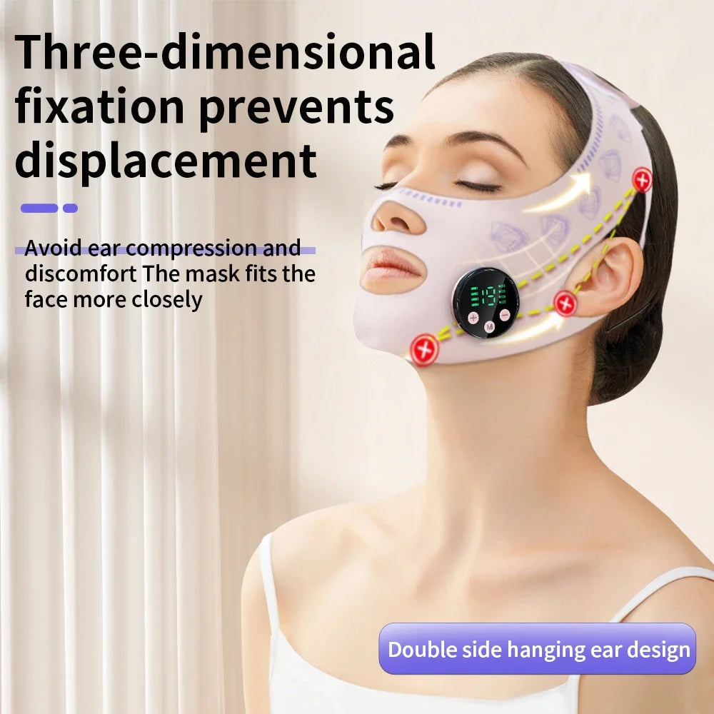USB Rechargeable EMS Facial Slimming Strap, Face Lift, Cheek Lifter, Reduce Double Chin, Head Massage