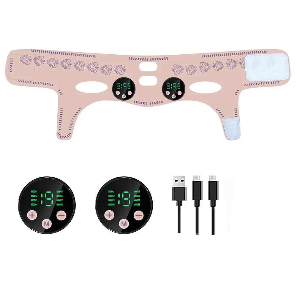 USB Rechargeable EMS Facial Slimming Strap, Face Lift, Cheek Lifter, Reduce Double Chin, Head Massage