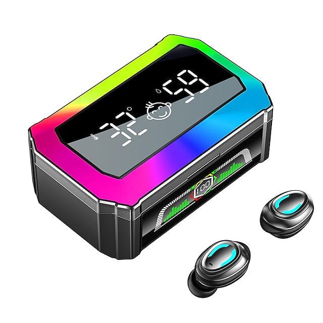 Mini TWS Wireless Earbuds with Microphone Game/Music Stereo Sound Bluetooth Sport Headset Touch Control with Colorful Lighting 2200mAh Charger Box