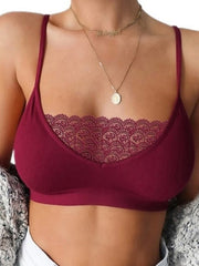 Women's Wireless Bras Sports Bras Fixed Straps 3,4 Cup Deep U Breathable Lace Pure Color Pull-On Closure Date Casual Daily Cotton Sexy