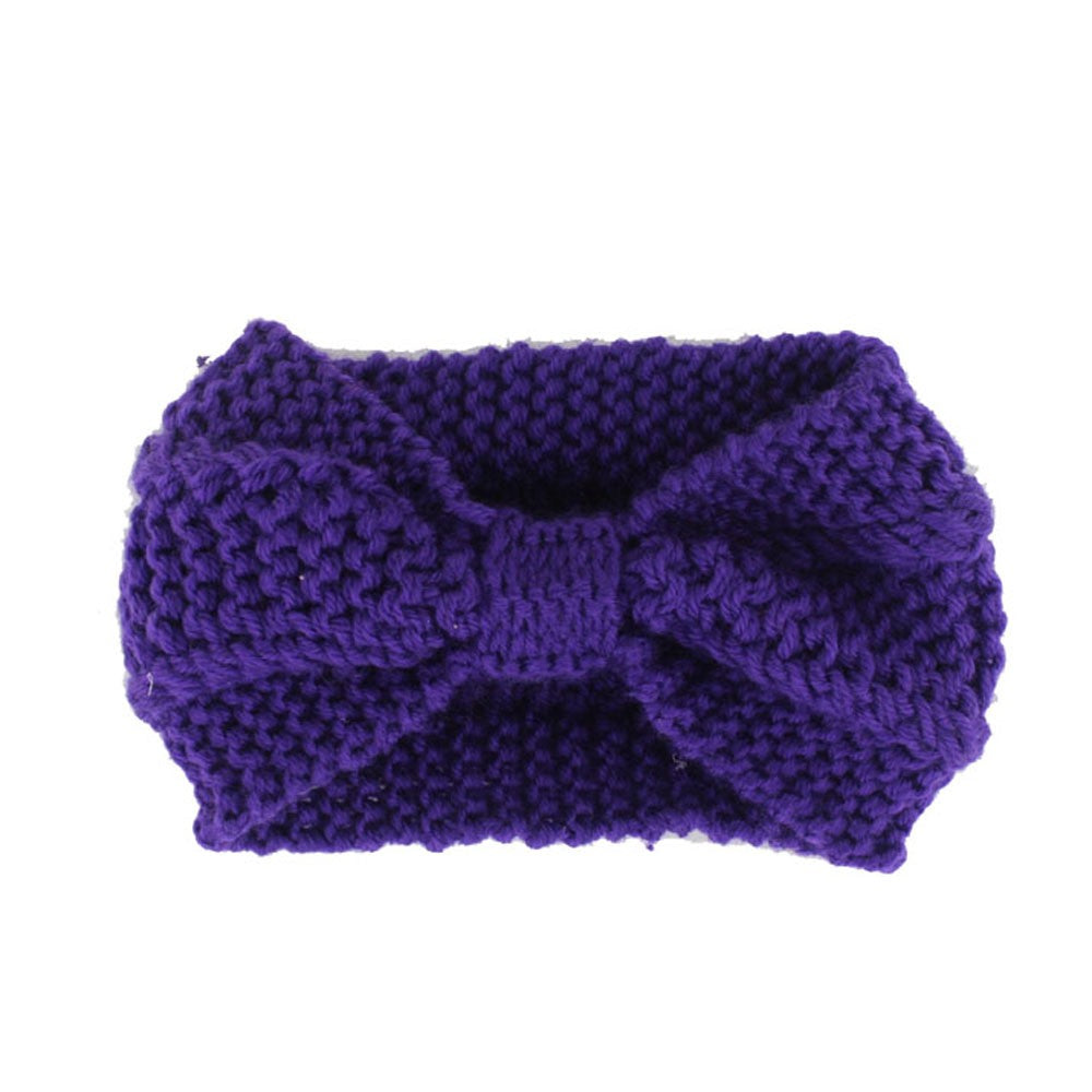 Fashion Winter Warm Women Crochet HeadbandSolid Color Bow Knot Knitted Ear Warmer Headwrap Hair Band