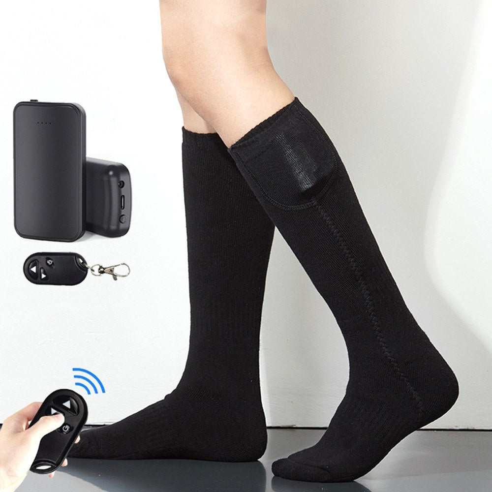 1 Pair Remote Control Heated Socks Electric Socks Rechargeable Warm Heating Socks with 4000mAh Power Bank