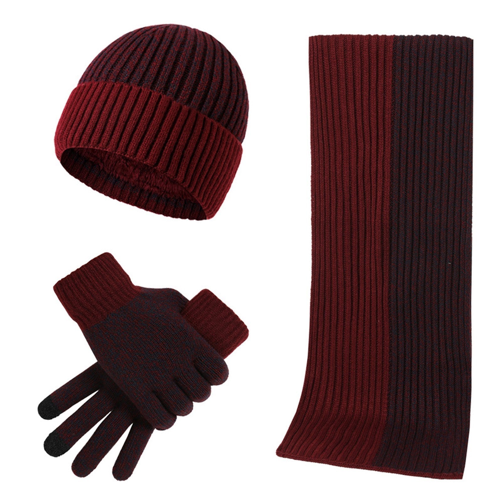 Winter Knit Beanie Hat Scarf and Touch Screen Gloves Set for Women and Men