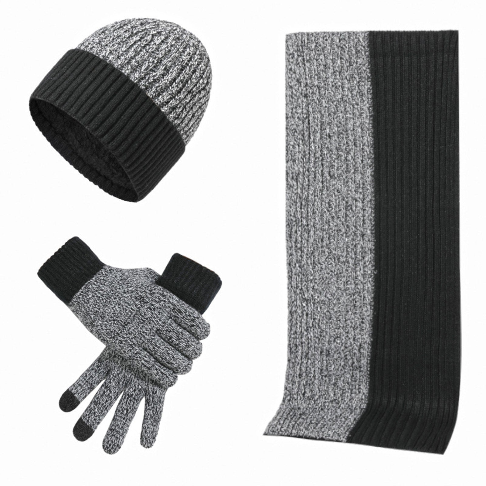 Winter Knit Beanie Hat Scarf and Touch Screen Gloves Set for Women and Men