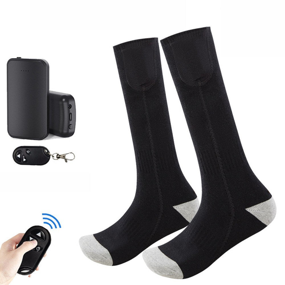 1 Pair Remote Control Heated Socks Electric Socks Rechargeable Warm Heating Socks with 4000mAh Power Bank