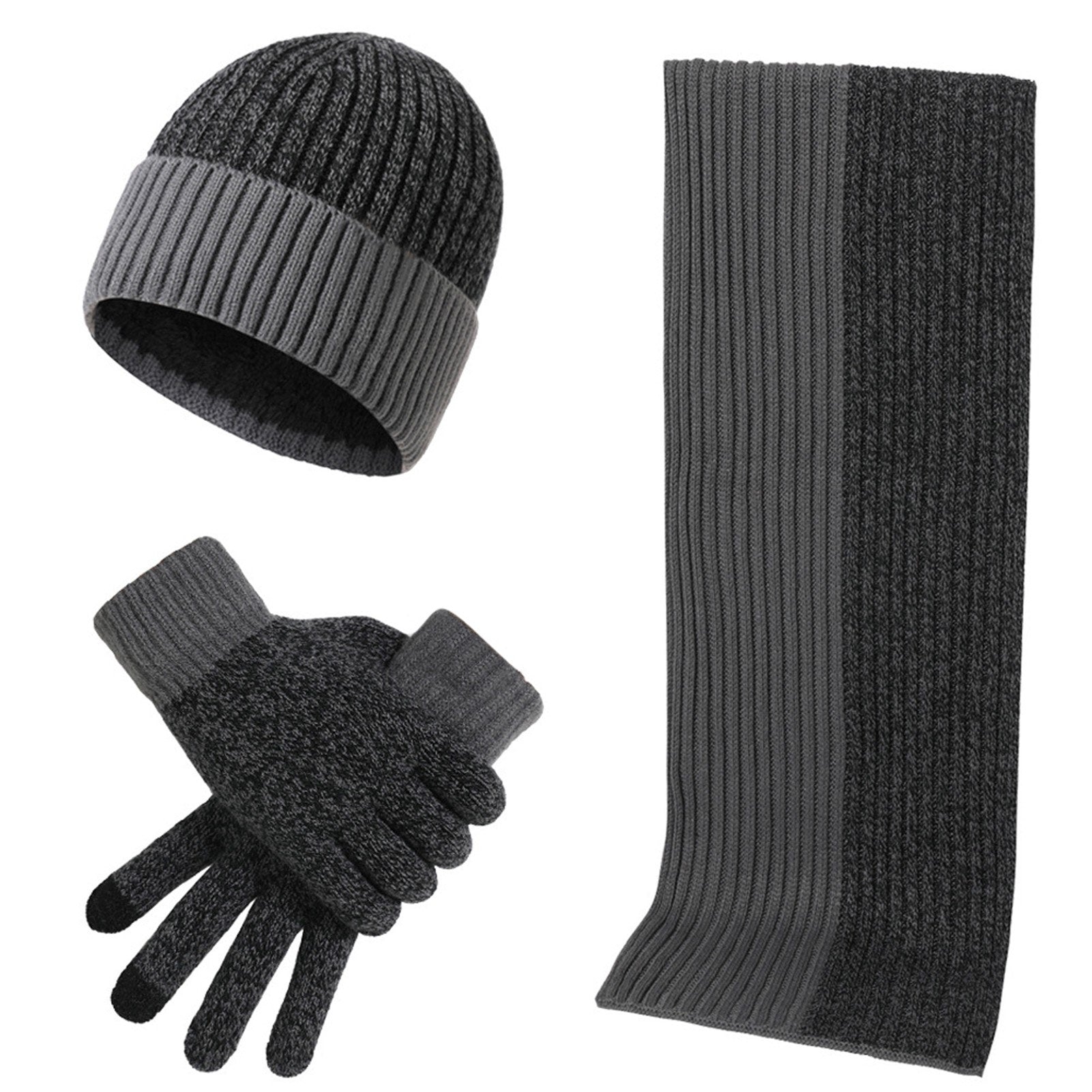 Winter Knit Beanie Hat Scarf and Touch Screen Gloves Set for Women and Men