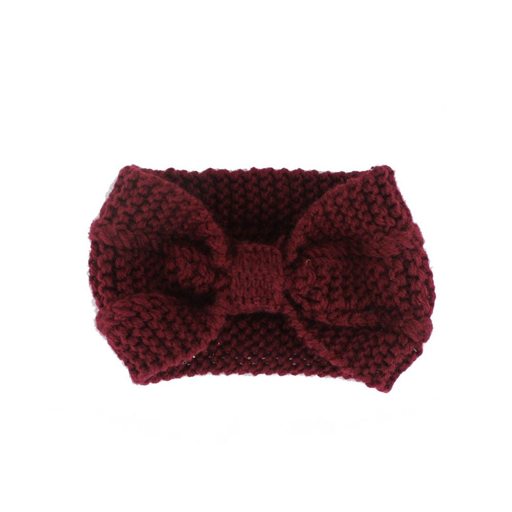 Fashion Winter Warm Women Crochet HeadbandSolid Color Bow Knot Knitted Ear Warmer Headwrap Hair Band