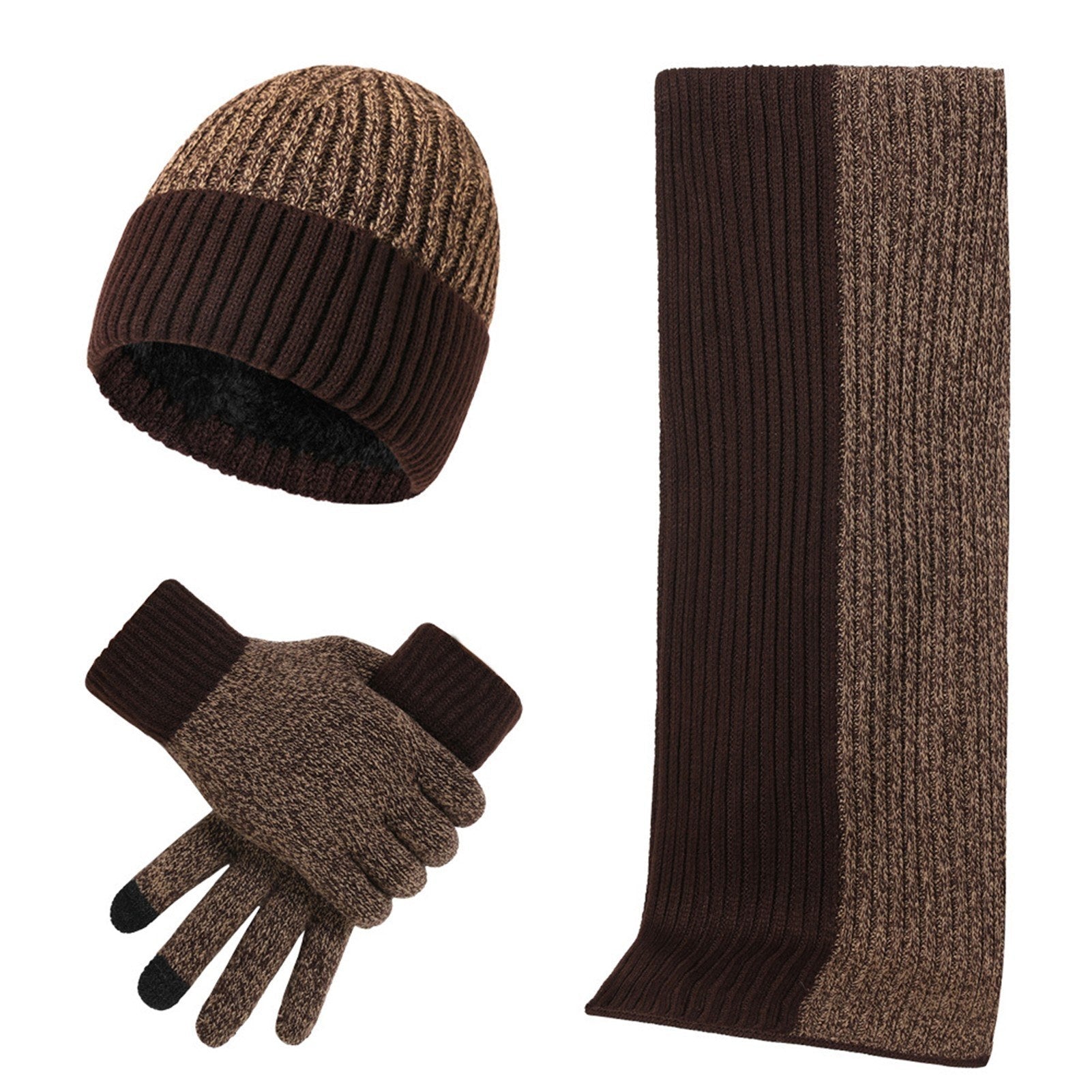 Winter Knit Beanie Hat Scarf and Touch Screen Gloves Set for Women and Men