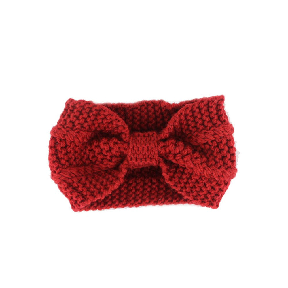 Fashion Winter Warm Women Crochet HeadbandSolid Color Bow Knot Knitted Ear Warmer Headwrap Hair Band