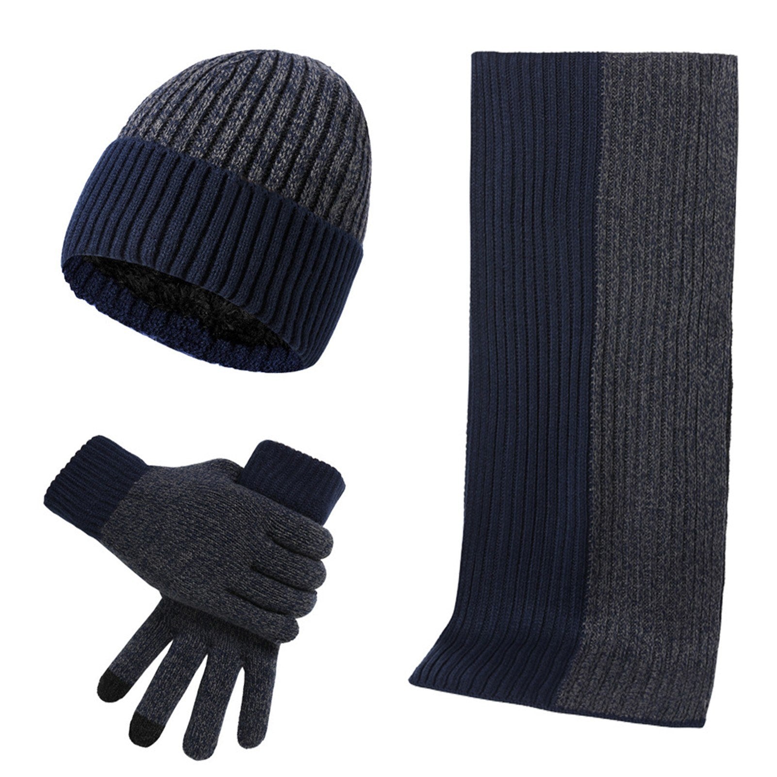 Winter Knit Beanie Hat Scarf and Touch Screen Gloves Set for Women and Men