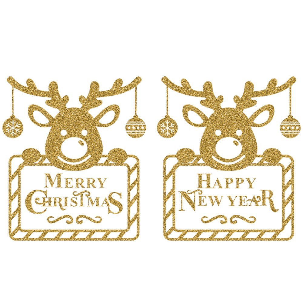 Winter Christmas Day Gold Glittering Wall StickerWindow Glass Door Removable Sticker,Home DIY Decoration