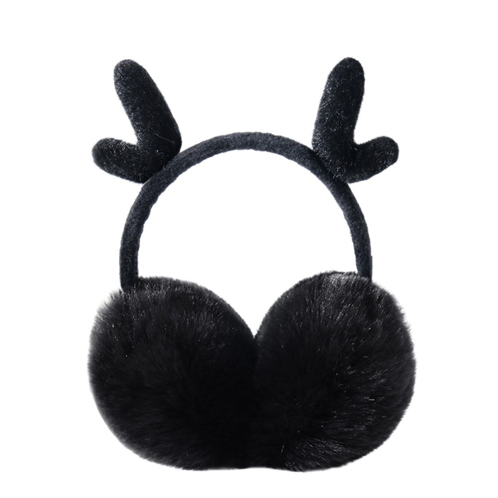 Cute Fashion Antlers Earmuffs Outdoor Winter WarmSoft Plush Earwarmer Adjustable Headband Ears Muff for Women Girls