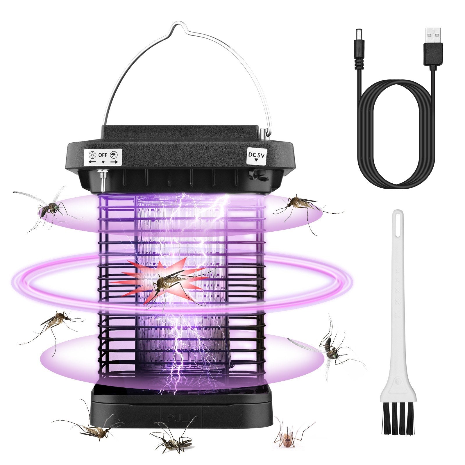 Solar Powered Bug Zapper - High Powered Electric Mosquito & Fly Trap, IP65 Waterproof LED