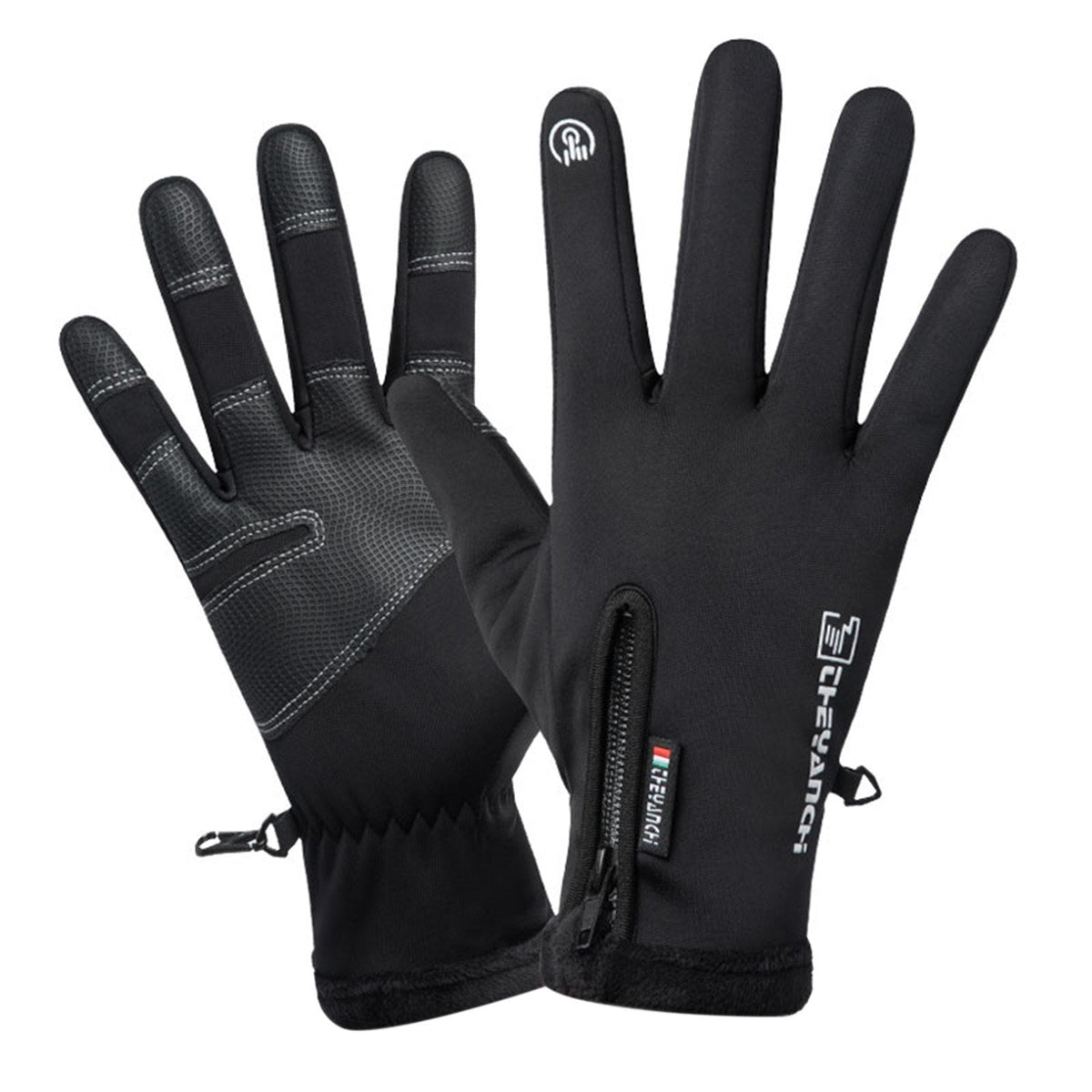 Winter Glove Warm Plush Lining N-on-slip Touching Screen with Zipper For Sport Bike Riding
