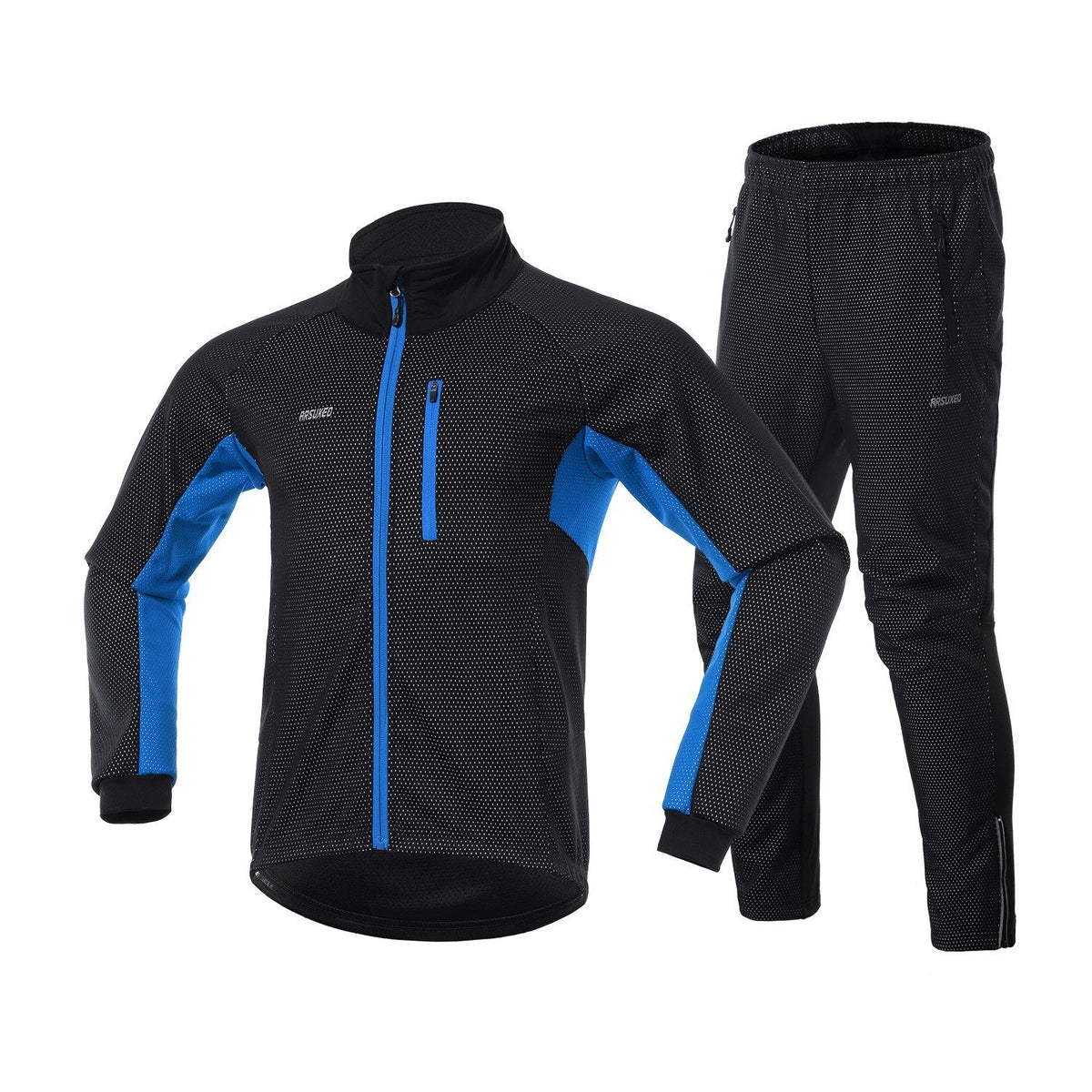 Men Winter Cycling Clothing Set Long Sleeve Windproof Bicycle Jersey with Pants Outdoor Cycling Running Sports Jacket Activewear